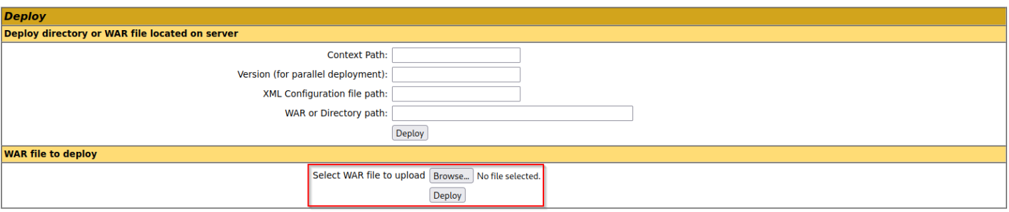 WAR deploy interface with file upload